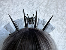 Load image into Gallery viewer, Spiky Sparkle Spider Howlite Crown