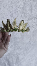 Load and play video in Gallery viewer, Green Garden Brass Fern Crown
