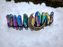 Load image into Gallery viewer, Black Crystal Crown With Crescent Moon