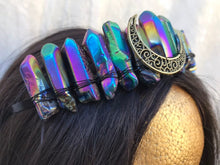 Load image into Gallery viewer, Black Crystal Crown With Crescent Moon