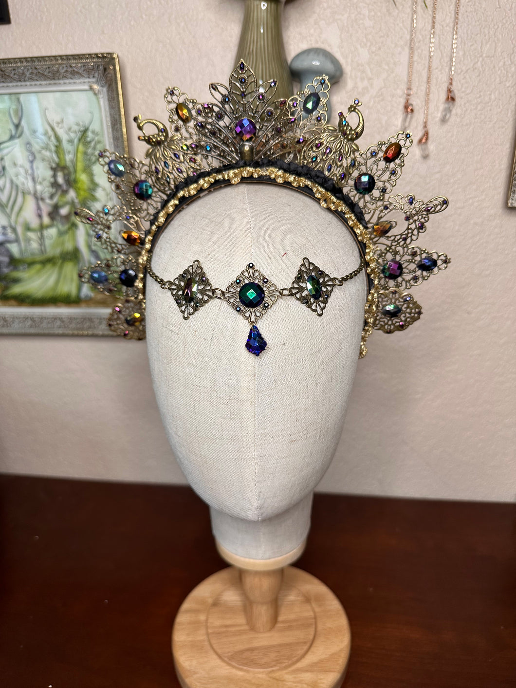 Peacock Filigree Crown and Headchain